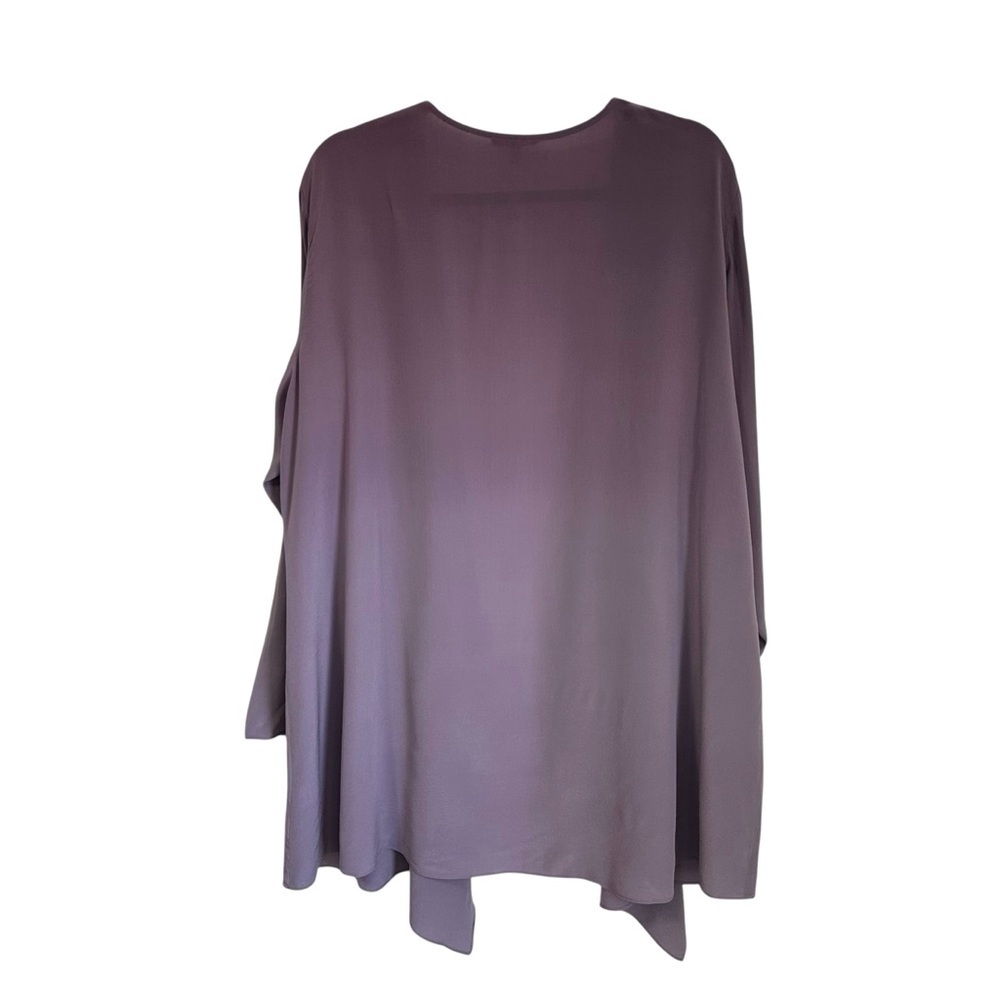 Eileen Fisher Womens Silk Linen Open Front Drape Cardigan Top Sz 2X Purple - Picture 2 of 8